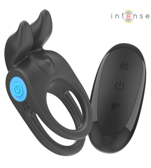 INTENSE - SAM VIBRATEUR DOUBLE ANNEAU PÉNIS 10 VIBRATIONS NOIR