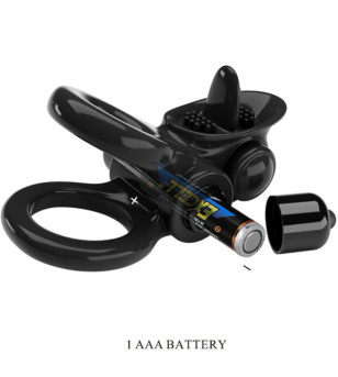 PRETTY LOVE - PASSIONATE RING DOUBLE ANNEAU VIBRANT + STIMULATEUR DE CLITORIS NOIR