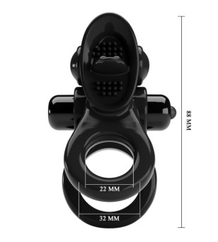 PRETTY LOVE - PASSIONATE RING DOUBLE ANNEAU VIBRANT + STIMULATEUR DE CLITORIS NOIR