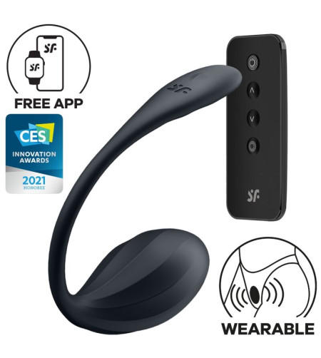 SATISFYER - RIBBED PETAL TÉLÉCOMMANDE DE STIMULATEUR DE POINT G NOIR APPLICATION GRATUITE
