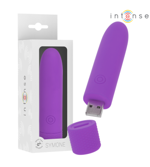 INTENSE - SYMONE BULLET VIBRANT RECHARGEABLE USB 8 VIBRATIONS VIOLET 10 X 2,2 CM