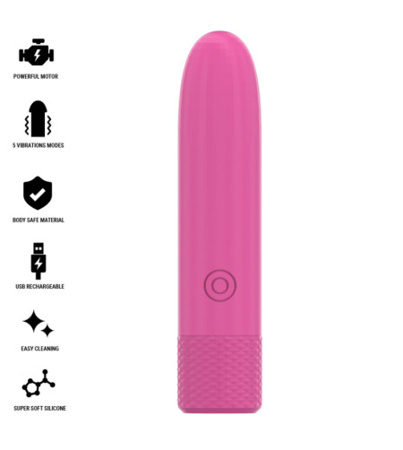 INTENSE - SYMONE BULLET VIBRANT RECHARGEABLE USB 8 VIBRATIONS ROSE 10 X 2,2 CM