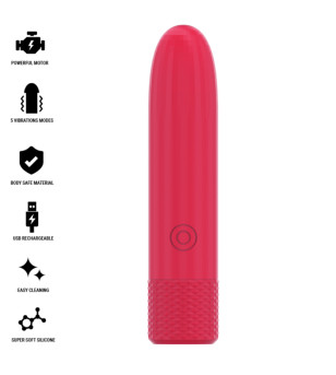 INTENSE - SYMONE BULLET VIBRANT RECHARGEABLE USB 8 VIBRATIONS ROUGE 10 X 2,2 CM