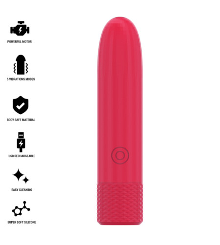 INTENSE - SYMONE BULLET VIBRANT RECHARGEABLE USB 8 VIBRATIONS ROUGE 10 X 2,2 CM