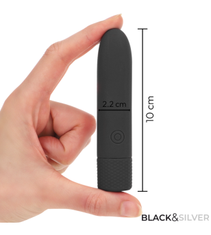 BLACK  SILVER - GERI BULLET VIBRANT RECHARGEABLE USB 8 VIBRATIONS NOIR 10 X 2,2 CM