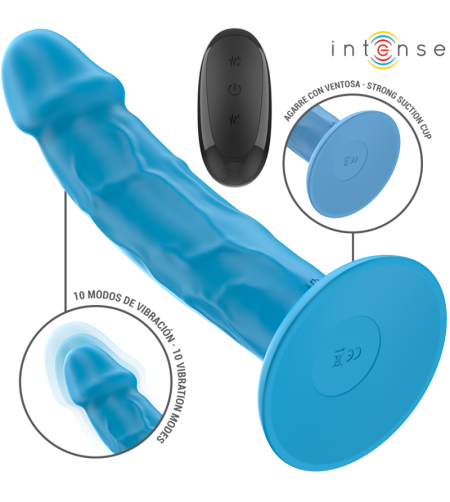 INTENSE - PHOEBE VIBRATEUR RÉALISTE 10 VIBRATIONS TÉLÉCOMMANDE BLEU