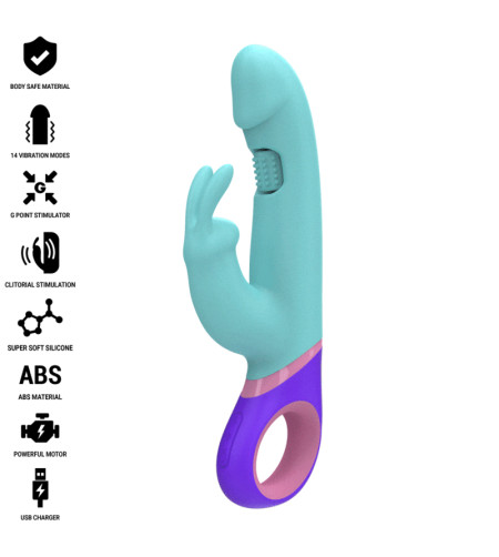 INTENSE - MONICA VIBRATEUR RABBIT AVEC STIMULATEUR DE POINT G ROTATIF BLEU