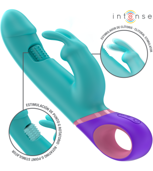INTENSE - MONICA VIBRATEUR RABBIT AVEC STIMULATEUR DE POINT G ROTATIF BLEU