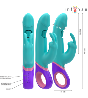 INTENSE - MONICA VIBRATEUR RABBIT AVEC STIMULATEUR DE POINT G ROTATIF BLEU