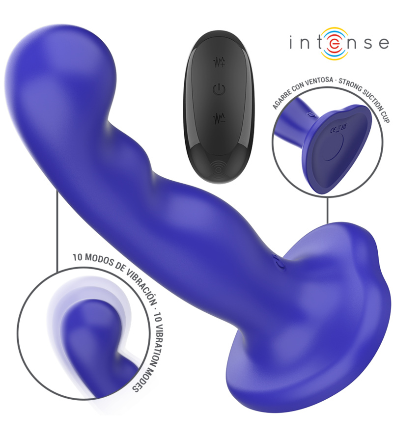 INTENSE - SHORTY VIBRATEUR AVEC VENTOUSE TÉLÉCOMMANDE BLEUE