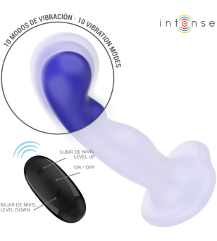 INTENSE - SHORTY VIBRATEUR AVEC VENTOUSE TÉLÉCOMMANDE BLEUE