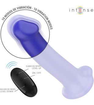 INTENSE - VICTORIA VIBRATEUR AVEC VENTOUSE 10 VIBRATIONS BLEU FONCÉ TÉLÉCOMMANDE