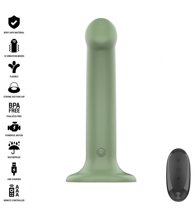 INTENSE - BECCA VIBRATEUR AVEC VENTOUSE 10 VIBRATIONS TÉLÉCOMMANDE VERTE