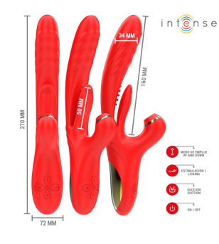 INTENSE - KAROL VIBRATEUR MULTIFONCTION POUSSÉE  STIMULATION  ONDES STIMULANTES ROUGE