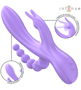 INTENSE - MIKO TRIPLE VIBRATEUR LAPIN  STIMULATEUR  ANAL 7 VIBRATIONS VIOLET