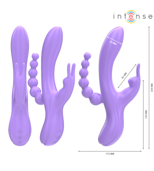 INTENSE - MIKO TRIPLE VIBRATEUR LAPIN  STIMULATEUR  ANAL 7 VIBRATIONS VIOLET