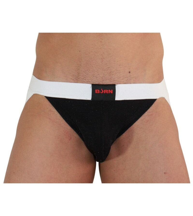 BURN - 004 JOCK NOIR BRILLANT / BLANC XL