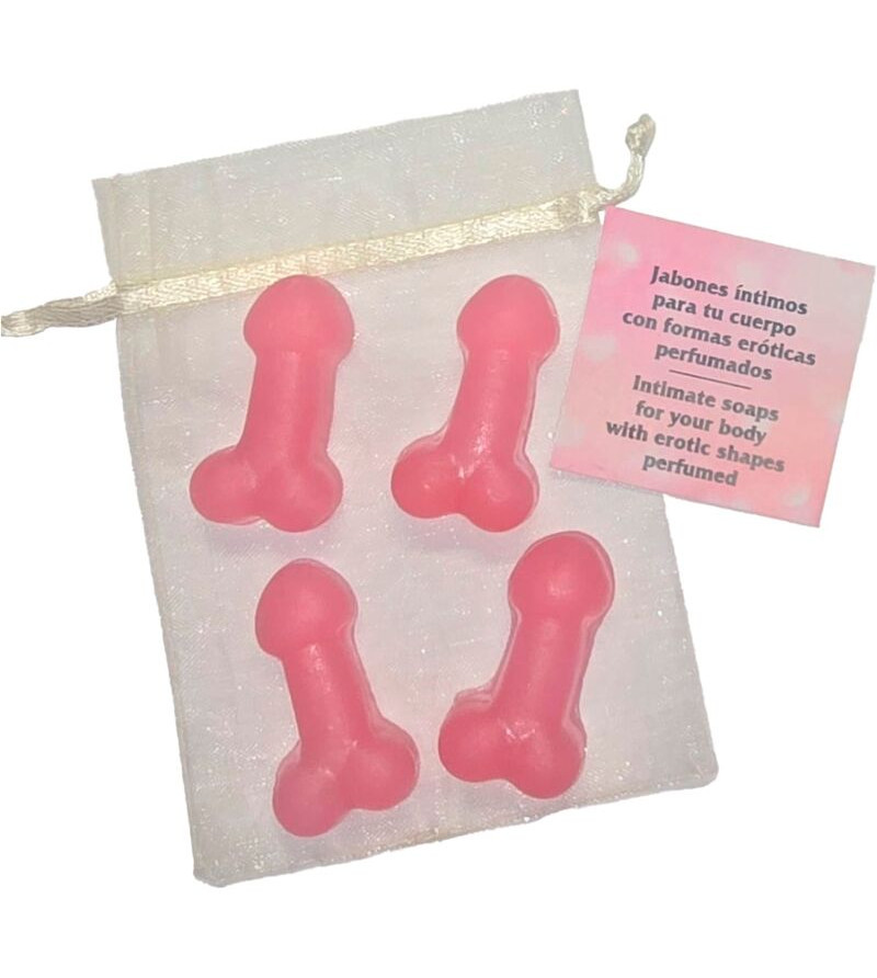 DIABLO PICANTE - 4 MINI SAVONS PARFUMÉS EN FORME DE PÉNIS ROSE