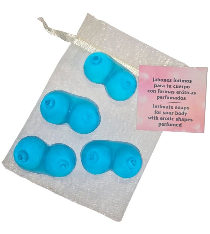 DIABLO PICANTE - 4 MINI SAVONS PARFUMÉS EN FORME DE SEINS BLEU