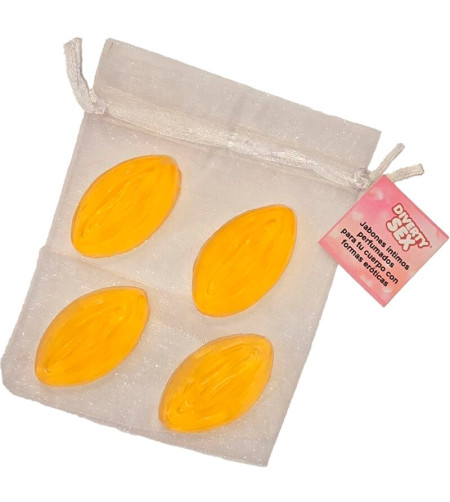 DIABLO PICANTE - 4 MINI SAVONS EN FORME DE VAGIN JAUNES