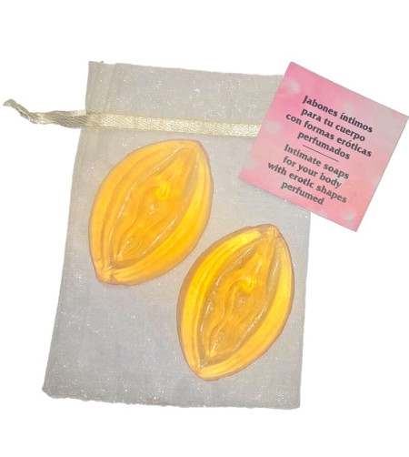 DIABLO PICANTE - 2 SAVONS PARFUMÉS EN FORME DE VAGIN JAUNES