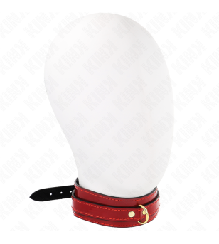 KINK - COLLIER AJUSTABLE ROUGE VIN AVEC DÉTAILS DORÉS 29-42,5 CM X 4 CM