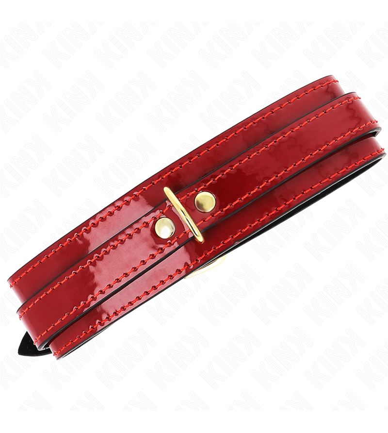 KINK - COLLIER AJUSTABLE ROUGE VIN AVEC DÉTAILS DORÉS 29-42,5 CM X 4 CM