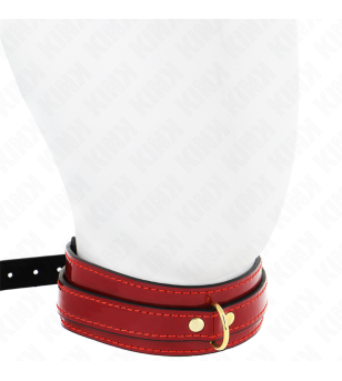 KINK - COLLIER AJUSTABLE ROUGE VIN AVEC DÉTAILS DORÉS 29-42,5 CM X 4 CM