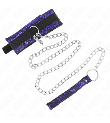 KINK - COLLIER COURT EN DENTELLE DE VELOURS AVEC CEINTURE 105 CM AVEC GARNITURE EN NYLON 44 X 5,5 CM