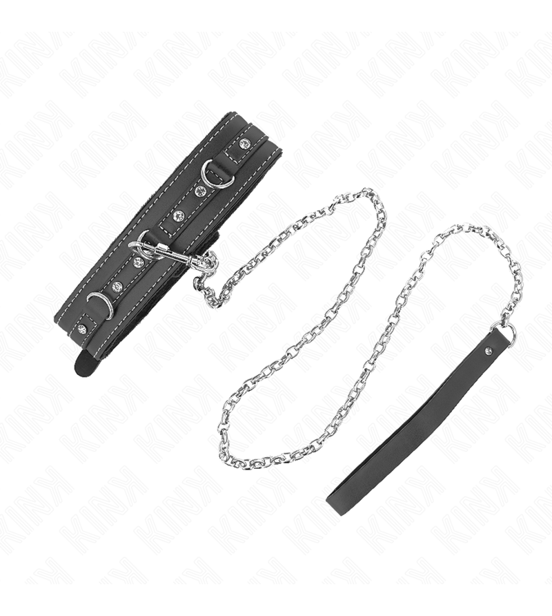KINK - COLLIER EN CUIR PVC AVEC CEINTURE 105 CM RIVET STRASS 41,5 X 4 CM