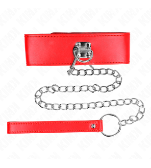 KINK - COLLIER AVEC CEINTURE 65 CM AVEC LARGE BRACELET ROUGE AJUSTABLE 33,5-41 CM X 5 CM