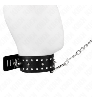 KINK - COLLIER AVEC LAISSE 65 CM AVEC CLOUS ARGENTÉS MODÈLE 1 AJUSTABLE 36-43 CM X 5 CM