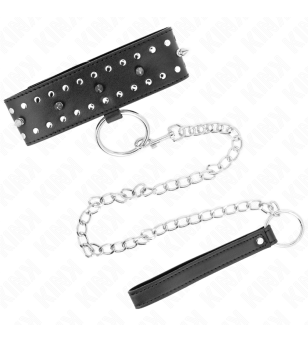KINK - COLLIER AVEC LAISSE 65 CM AVEC CLOUS ARGENTÉS MODÈLE 1 AJUSTABLE 36-43 CM X 5 CM
