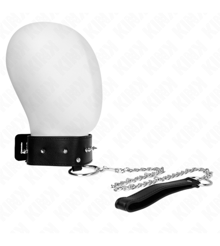 KINK - COLLIER 65 CM AVEC LAISSE AVEC CLOUS ARGENTÉS MODÈLE 2 RÉGLABLE 36-43 CM X 5 CM