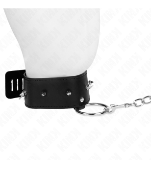 KINK - COLLIER 65 CM AVEC LAISSE AVEC CLOUS ARGENTÉS MODÈLE 2 RÉGLABLE 36-43 CM X 5 CM