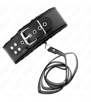 KINK - COLLIER AVEC LAISSE 116 CM AVEC CLOUS ARGENTÉS MODÈLE 4 NOIR AJUSTABLE 40-48 CM X 6 CM