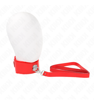 KINK - COLLIER AVEC LAISSE 116 CM AVEC CLOUS ARGENTÉS MODÈLE 4 ROUGE AJUSTABLE 40-48 CM X 6 CM