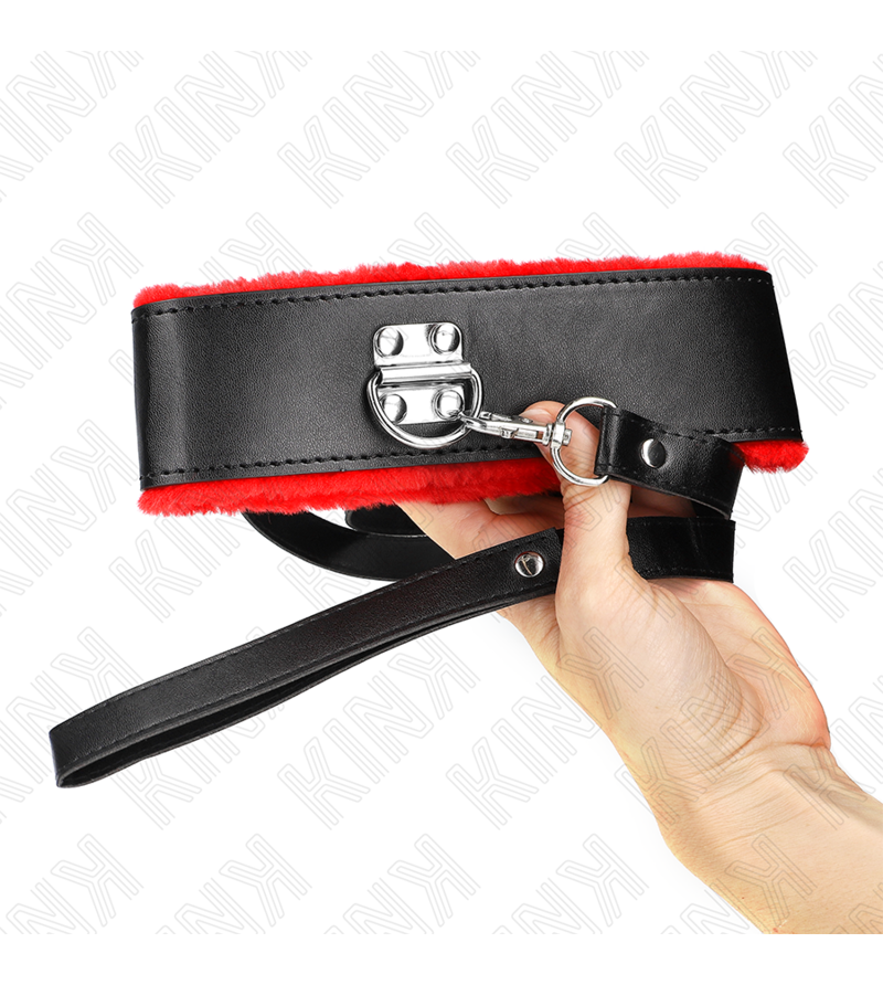 KINK - COLLIER AVEC CEINTURE 116 CM AVEC BRACELET EN CUIR ROUGE AJUSTABLE 40-48 CM X 6 CM