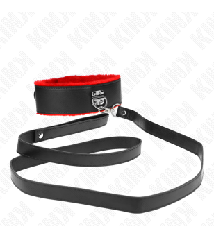 KINK - COLLIER AVEC CEINTURE 116 CM AVEC BRACELET EN CUIR ROUGE AJUSTABLE 40-48 CM X 6 CM