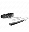 KINK - COLLIER RIVET ANNEAU AVEC CEINTURE 65 CM NOIR AJUSTABLE 36-50 CM X 3,8 CM
