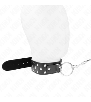 KINK - COLLIER RIVET ANNEAU AVEC CEINTURE 65 CM NOIR AJUSTABLE 36-50 CM X 3,8 CM