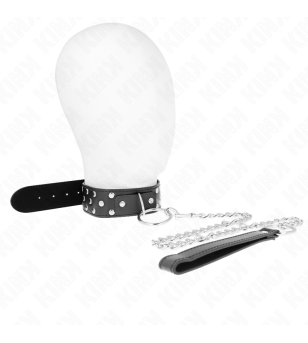 KINK - COLLIER RIVET ANNEAU AVEC CEINTURE 65 CM NOIR AJUSTABLE 36-50 CM X 3,8 CM