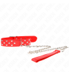 KINK - COLLIER RIVET ANNEAU AVEC CEINTURE 65 CM ROUGE AJUSTABLE 36-50 CM X 3,8 CM