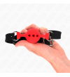 KINK - BÂILLON ENTIÈREMENT SILICONE 55 x 2 CM AVEC BOULE DE 4 CM TAILLE S ROUGE AJUSTABLE 35-51 CM