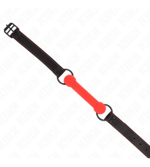 KINK - GAG EN OS AVEC SANGLE EN CUIRETTE ROUGE AJUSTABLE 41-57 CM