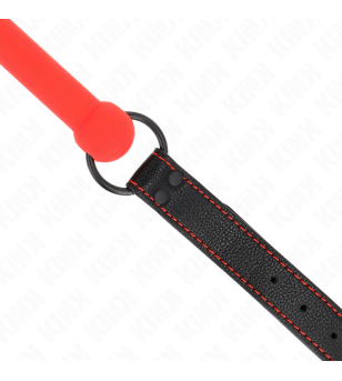KINK - GAG EN OS AVEC SANGLE EN CUIRETTE ROUGE AJUSTABLE 41-57 CM