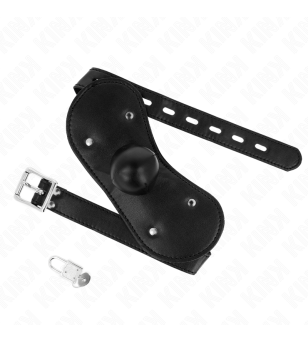 KINK - MASQUE BOUCLES BALL GAG AVEC SERRURE RÉGLABLE 42-60 CM
