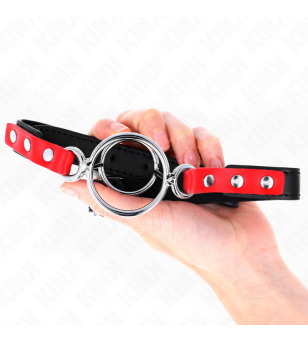 KINK - GAG AVEC PLUSIEURS O-RINGS 4 / 4,8 CM ROUGE 38 X 56 CM