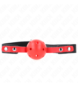 KINK - BALLE DURE CREUSE ROUGE 4 CM GAG BRACELET NOIR 60 x 2 CM AJUSTABLE 37-52 CM