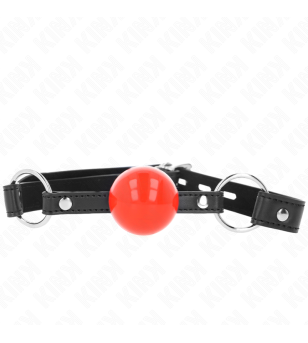 KINK - BÂILLON BALLE 4 CM AVEC SERRURE BOULE ROUGE BRACELET NOIR 60 x 2 CM